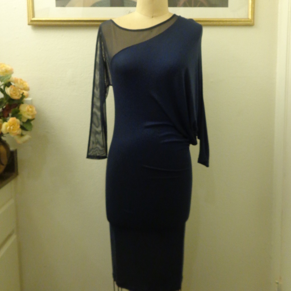 BCBGMAXAZRIA "LAHELD" Dark Navy Long Sleeve Dress